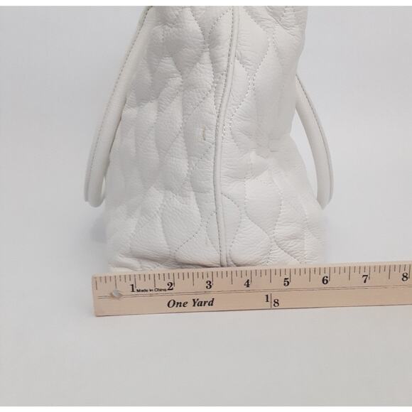 Vera Bradley Emma Satchel Quilted Leather Shoulder Bag White Pebble Leather NWOT - Picture 14 of 15